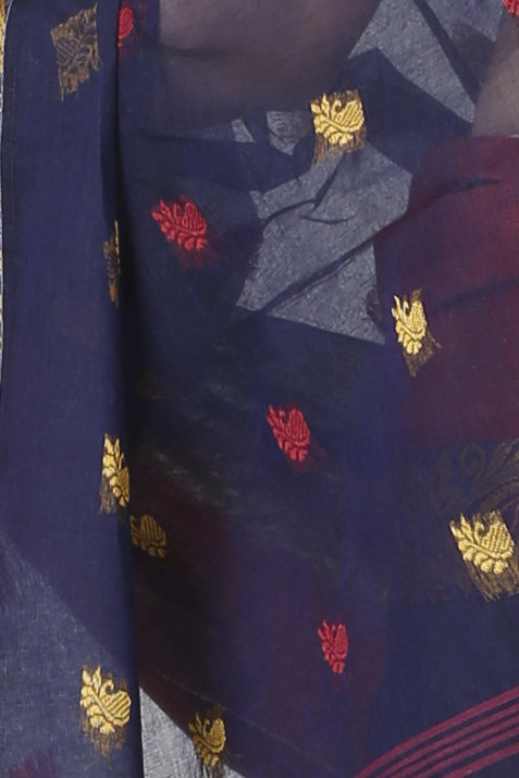 Blue Pure Cotton Srimati Tant Saree (1089)